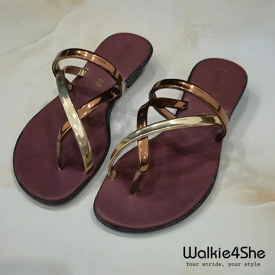 W4S-F-1212 Minimalist Wedge Sandal - Brown, Bronze, Gold