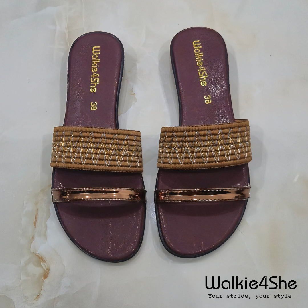 W4S-F-1162 Minimalist Wedge Sandal - Brown, Tan, Bronze