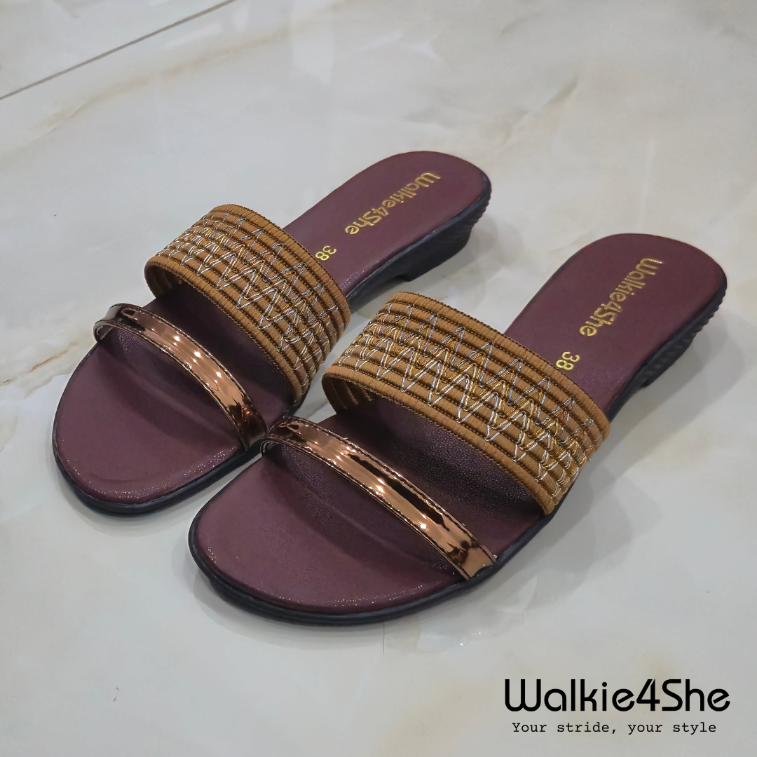 W4S-F-1162 Minimalist Wedge Sandal - Brown, Tan, Bronze