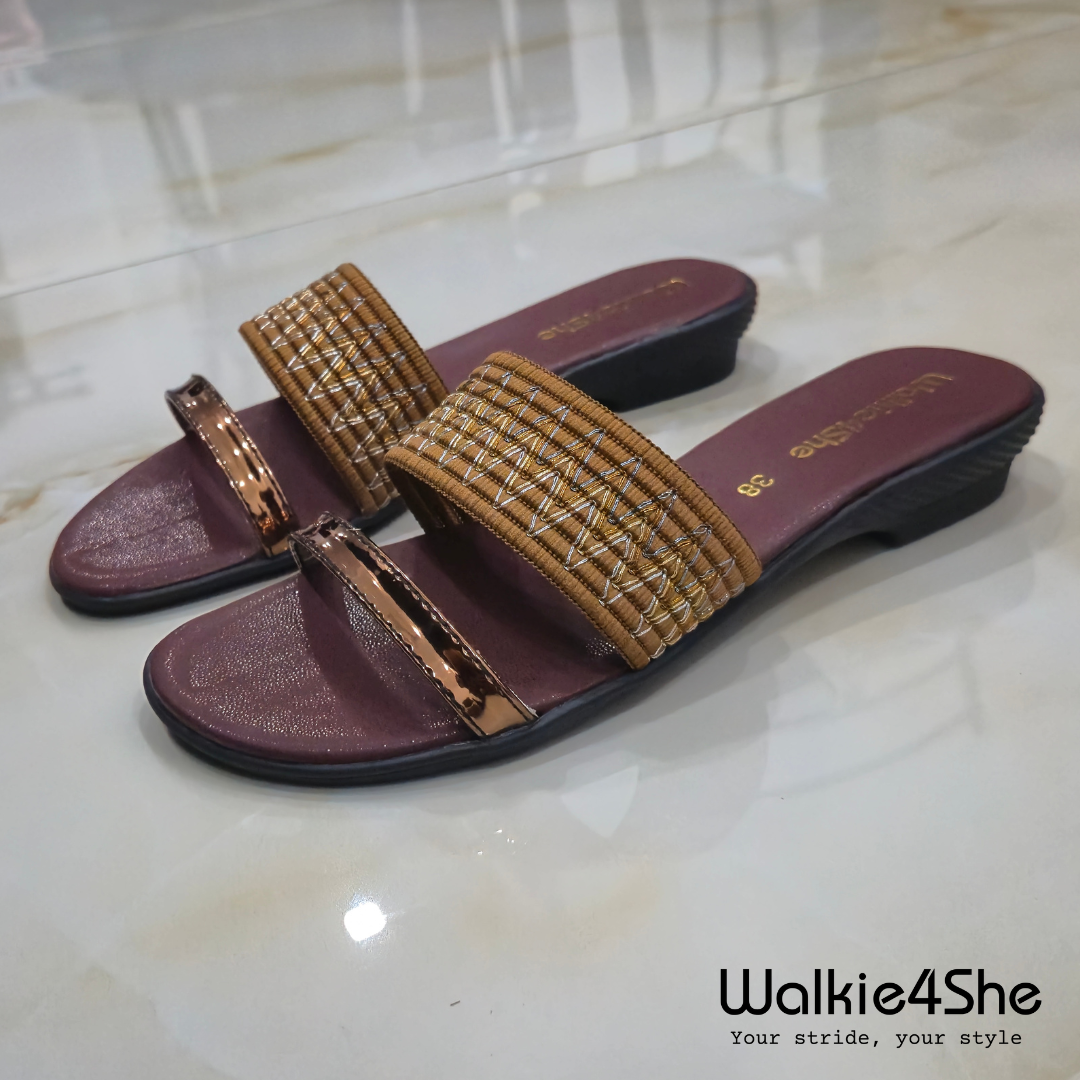 W4S-F-1162 Minimalist Wedge Sandal - Brown, Tan, Bronze