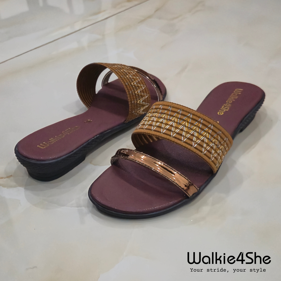 W4S-F-1162 Minimalist Wedge Sandal - Brown, Tan, Bronze