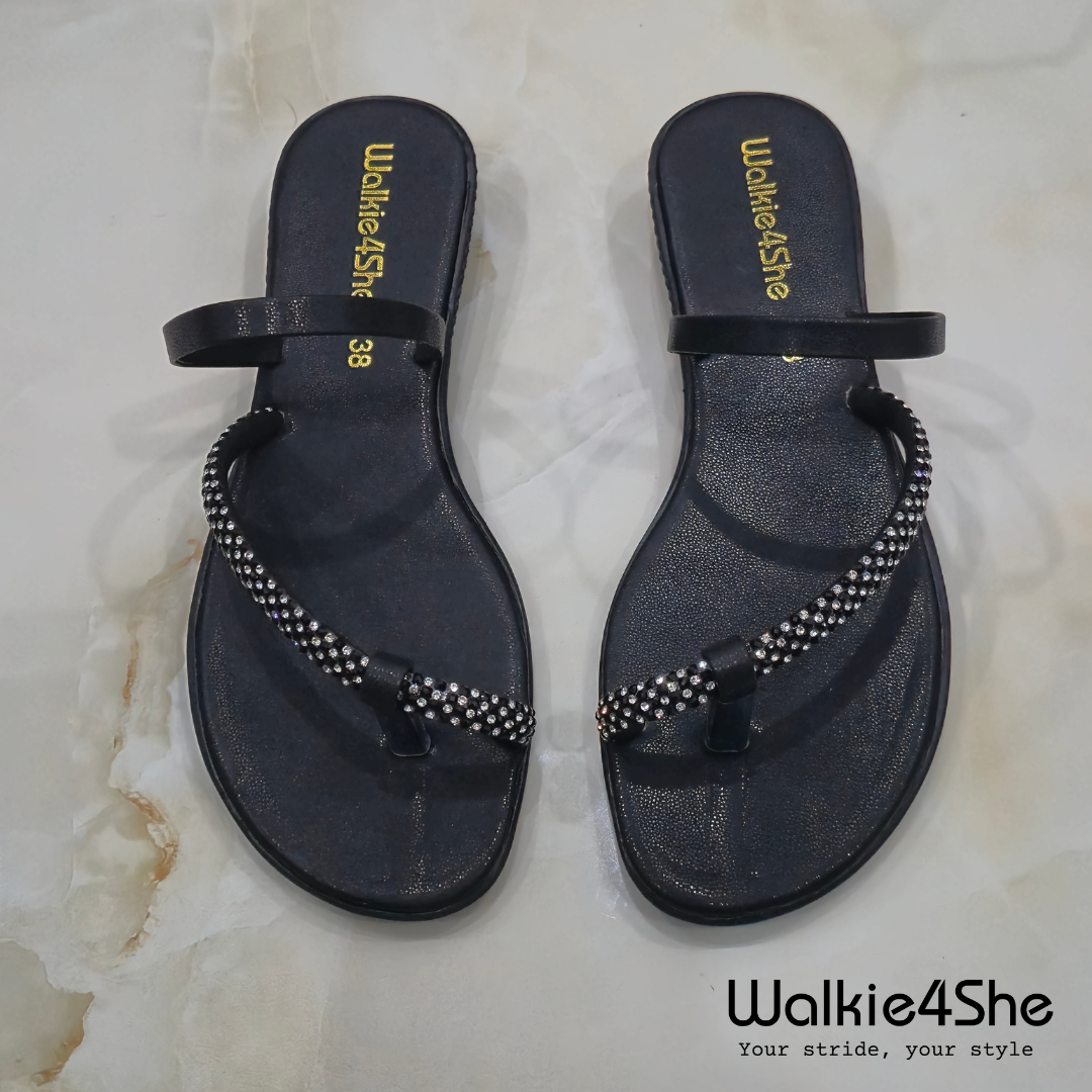 W4S-F-1171 Minimalist Wedge Sandal - Black