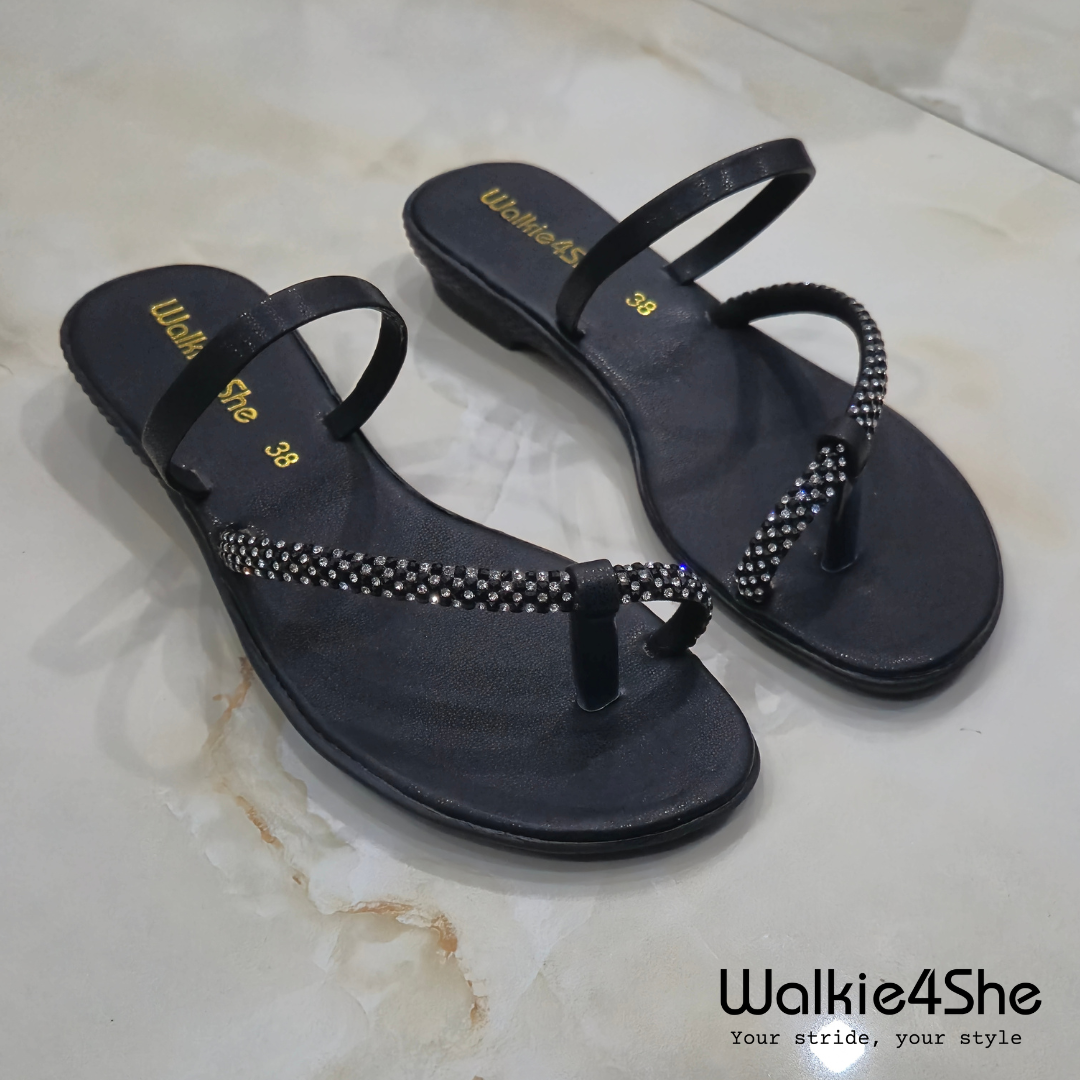 W4S-F-1171 Minimalist Wedge Sandal - Black