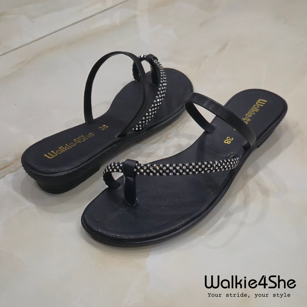 W4S-F-1171 Minimalist Wedge Sandal - Black