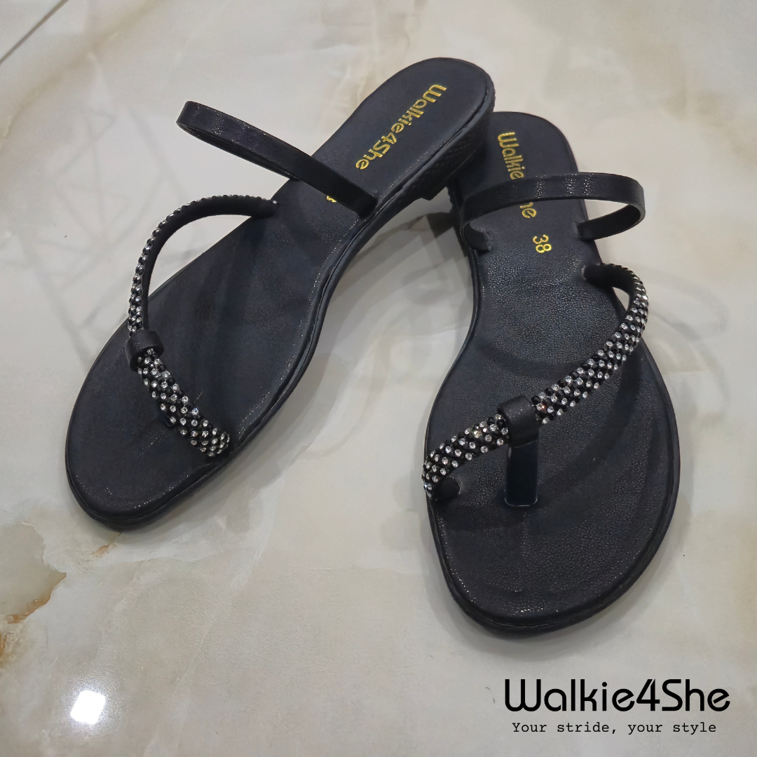 W4S-F-1171 Minimalist Wedge Sandal - Black