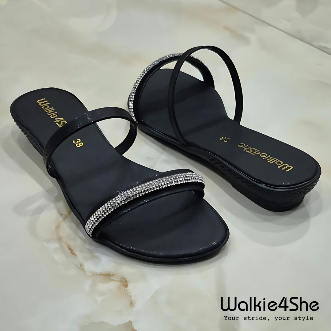 W4S-F-1191 Minimalist Wedge Sandal - Black