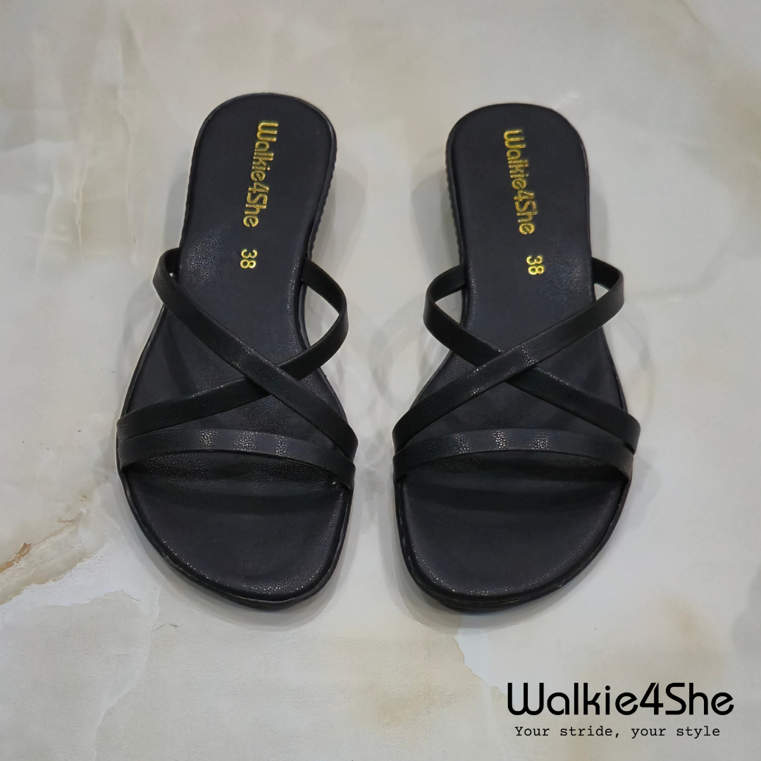 W4S-F-1201 Minimalist Wedge Sandal - Black