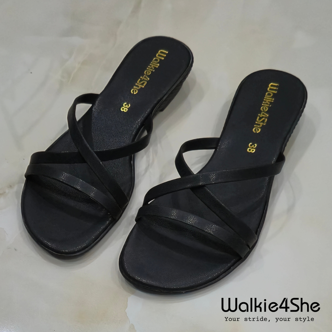W4S-F-1201 Minimalist Wedge Sandal - Black
