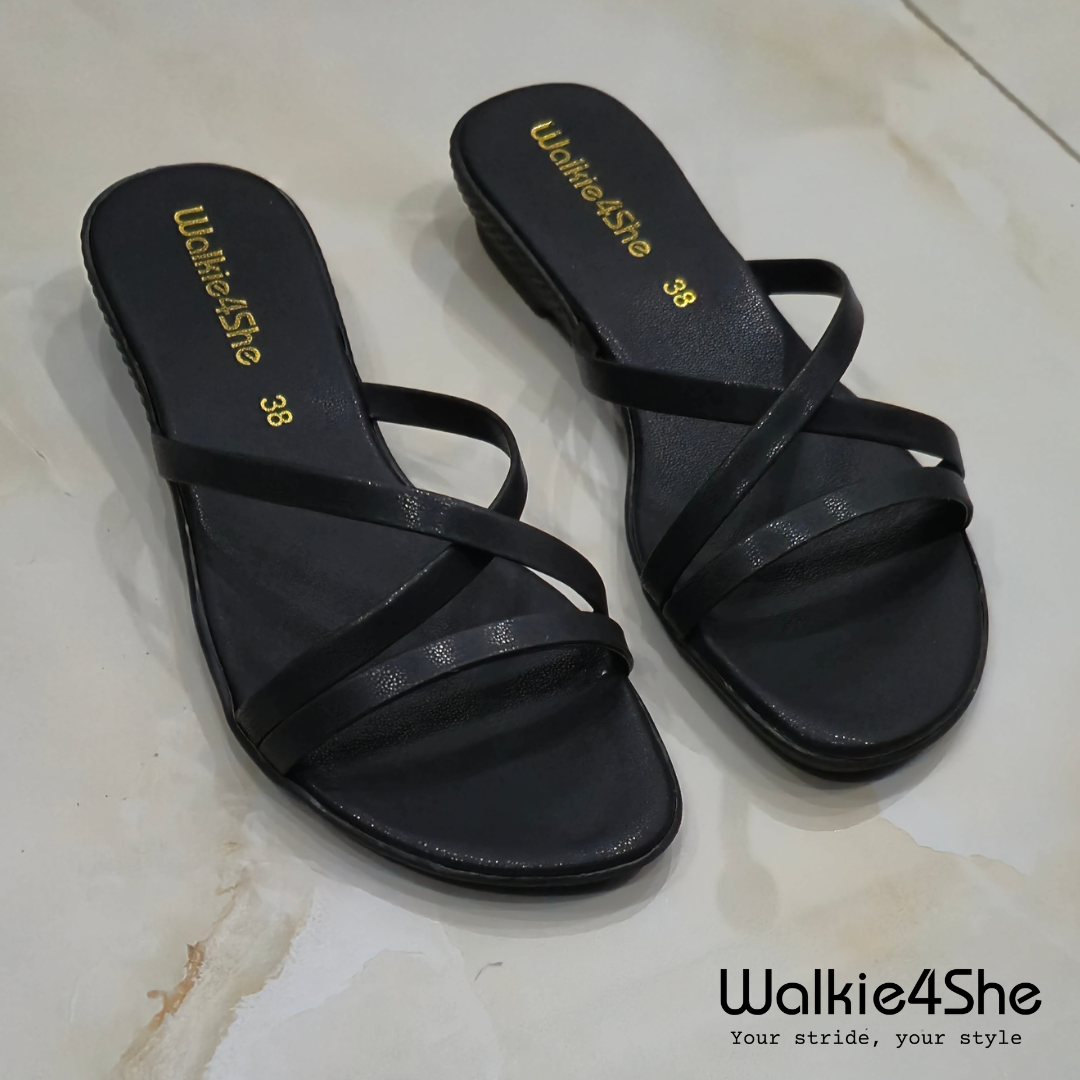 W4S-F-1201 Minimalist Wedge Sandal - Black