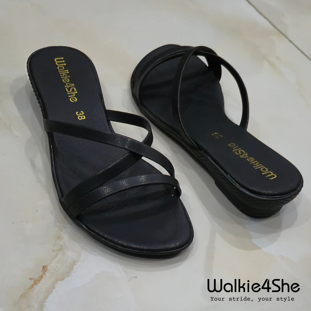 W4S-F-1201 Minimalist Wedge Sandal - Black