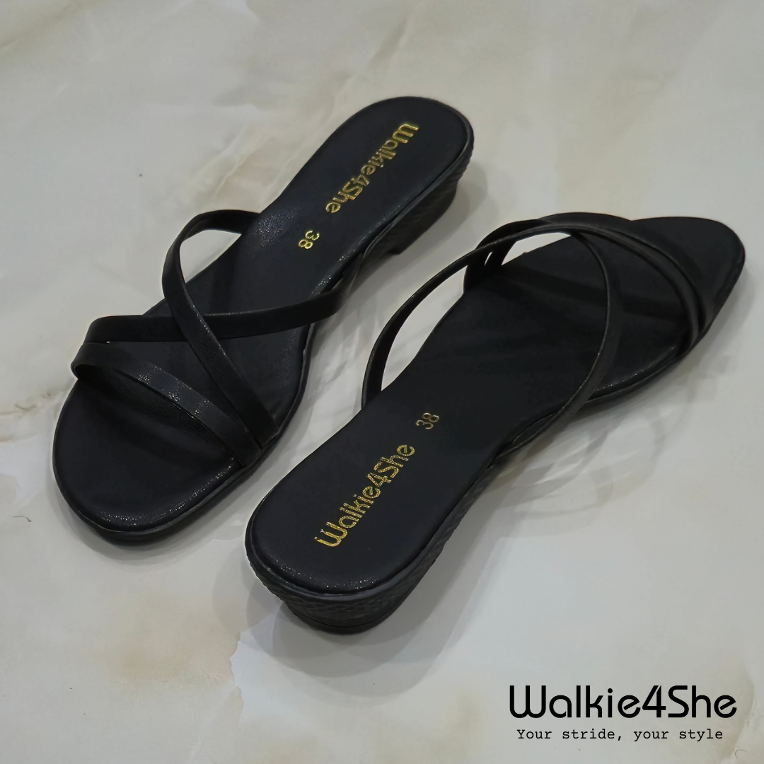 W4S-F-1201 Minimalist Wedge Sandal - Black
