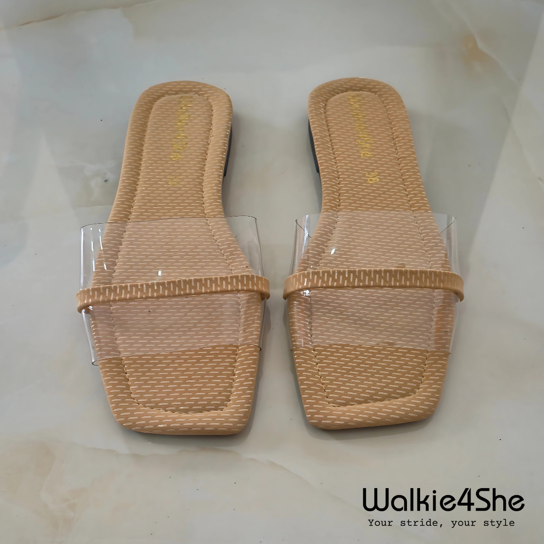 W4S-F-1282 Flat Sandal - Brown, Transparent