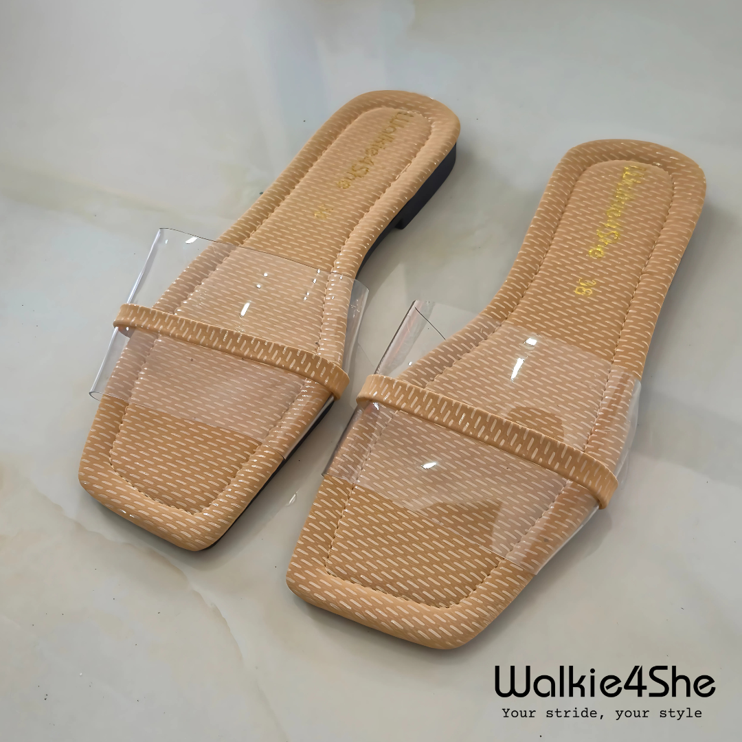W4S-F-1282 Flat Sandal - Brown, Transparent
