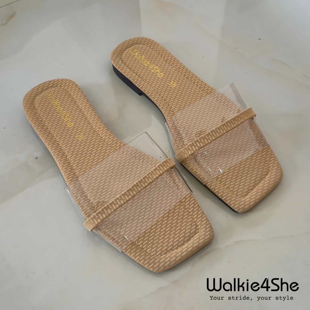 W4S-F-1282 Flat Sandal - Brown, Transparent