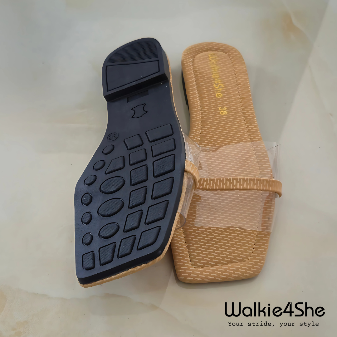 W4S-F-1282 Flat Sandal - Brown, Transparent