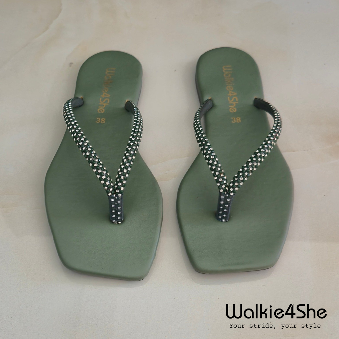 W4S-F-1315 Flat Sandal - Sage Green