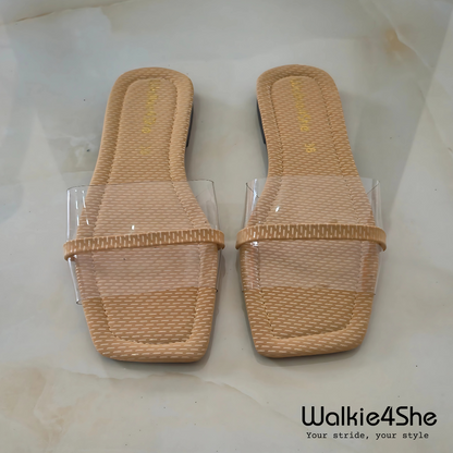 W4S-F-1282 Flat Sandal - Brown, Transparent