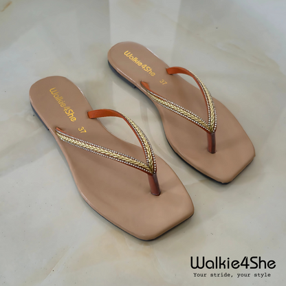 W4S-F-1313 Flat Sandal - Beige