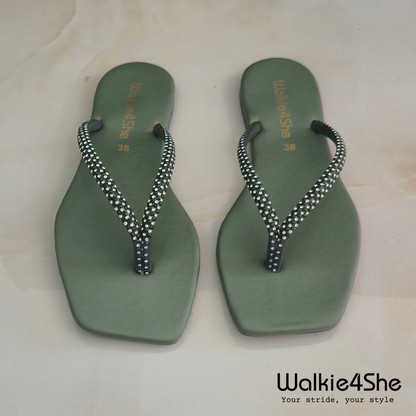 W4S-F-1315 Flat Sandal - Sage Green