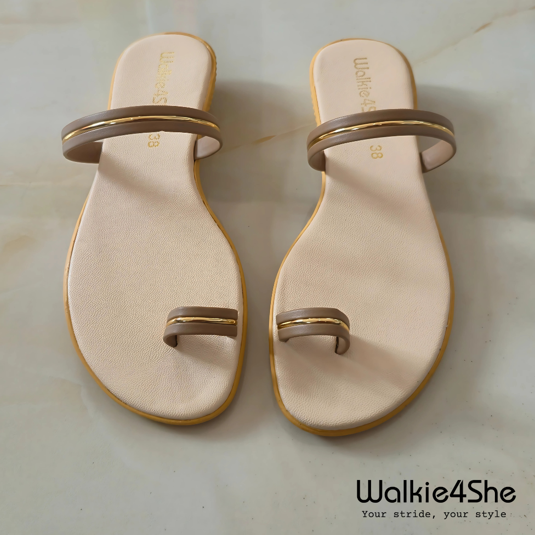 W4S-F-1331 Minimalist Wedge Sandal - Beige