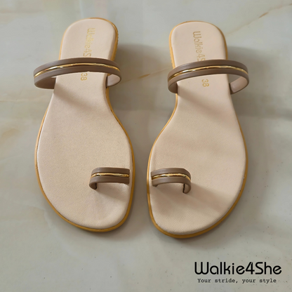 W4S-F-1331 Minimalist Wedge Sandal - Beige