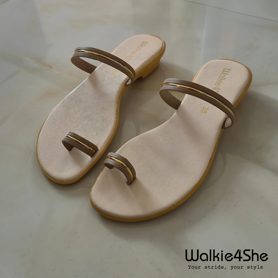 W4S-F-1331 Minimalist Wedge Sandal - Beige