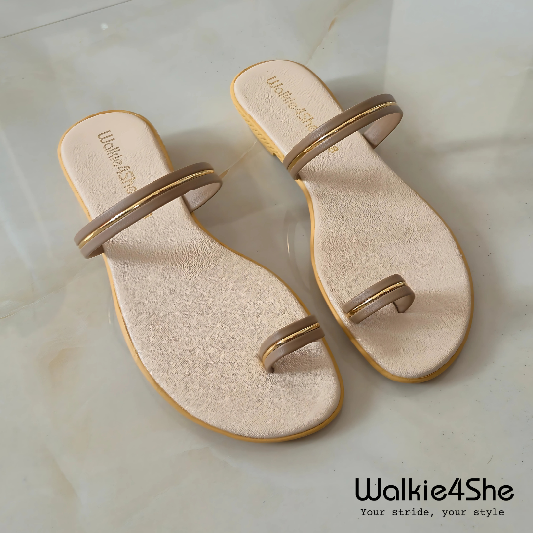W4S-F-1331 Minimalist Wedge Sandal - Beige