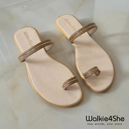 W4S-F-1331 Minimalist Wedge Sandal - Beige